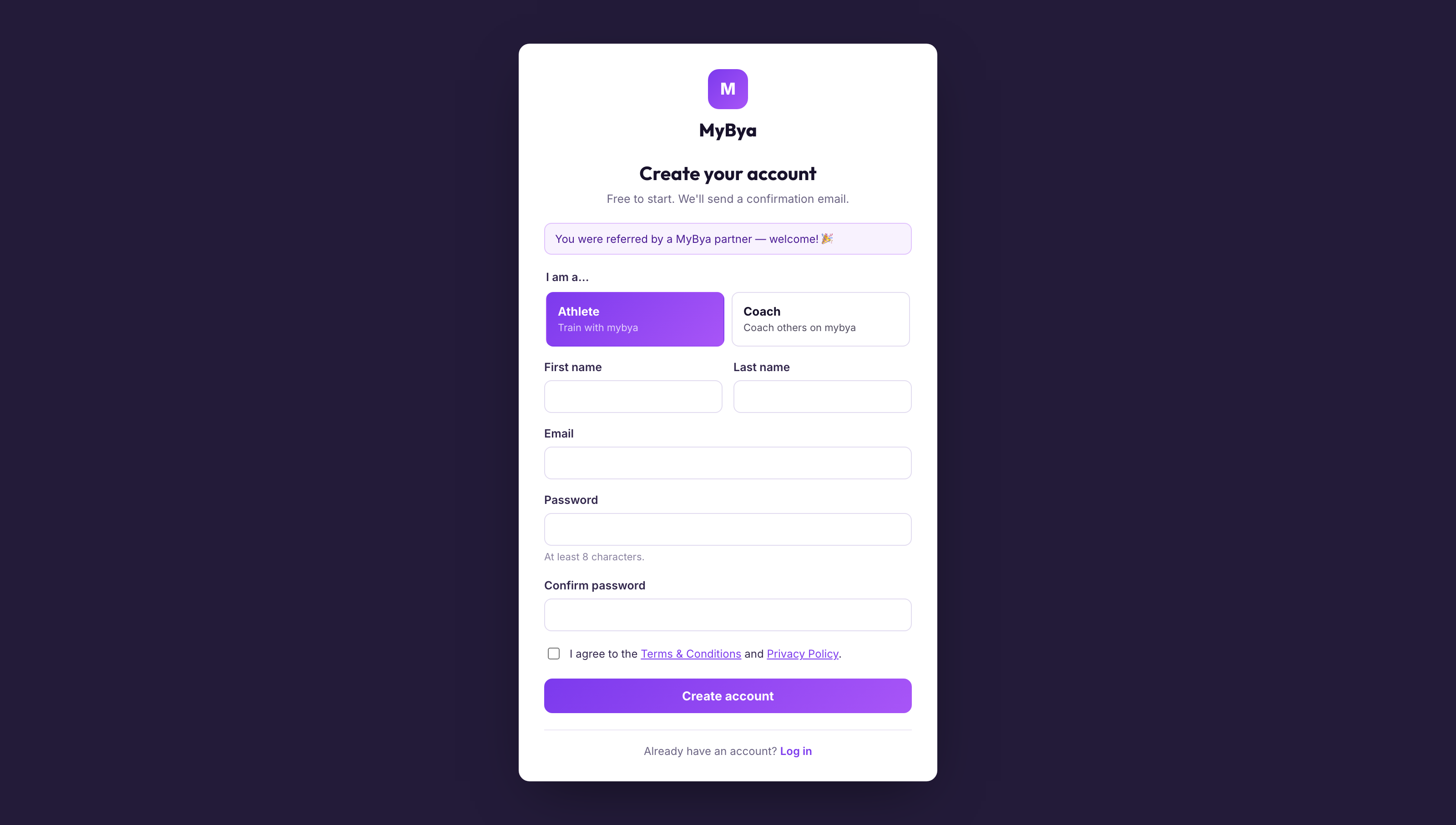 Create your MyBya account